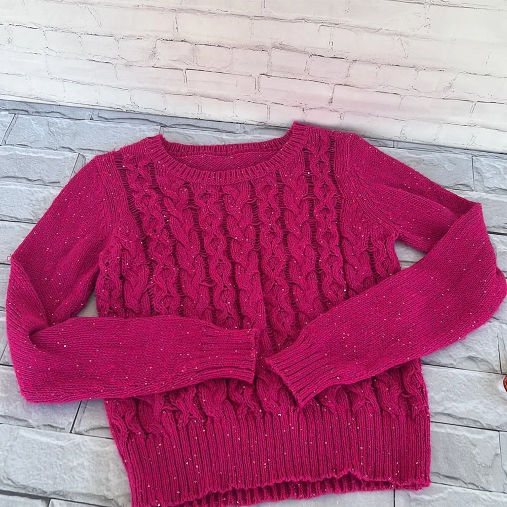 Aeropostal cable knit sequins pullover sweater
